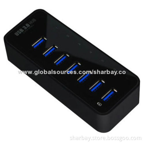 Super-speed 7-port USB 3.0 Hub with 12V/3A Adapter